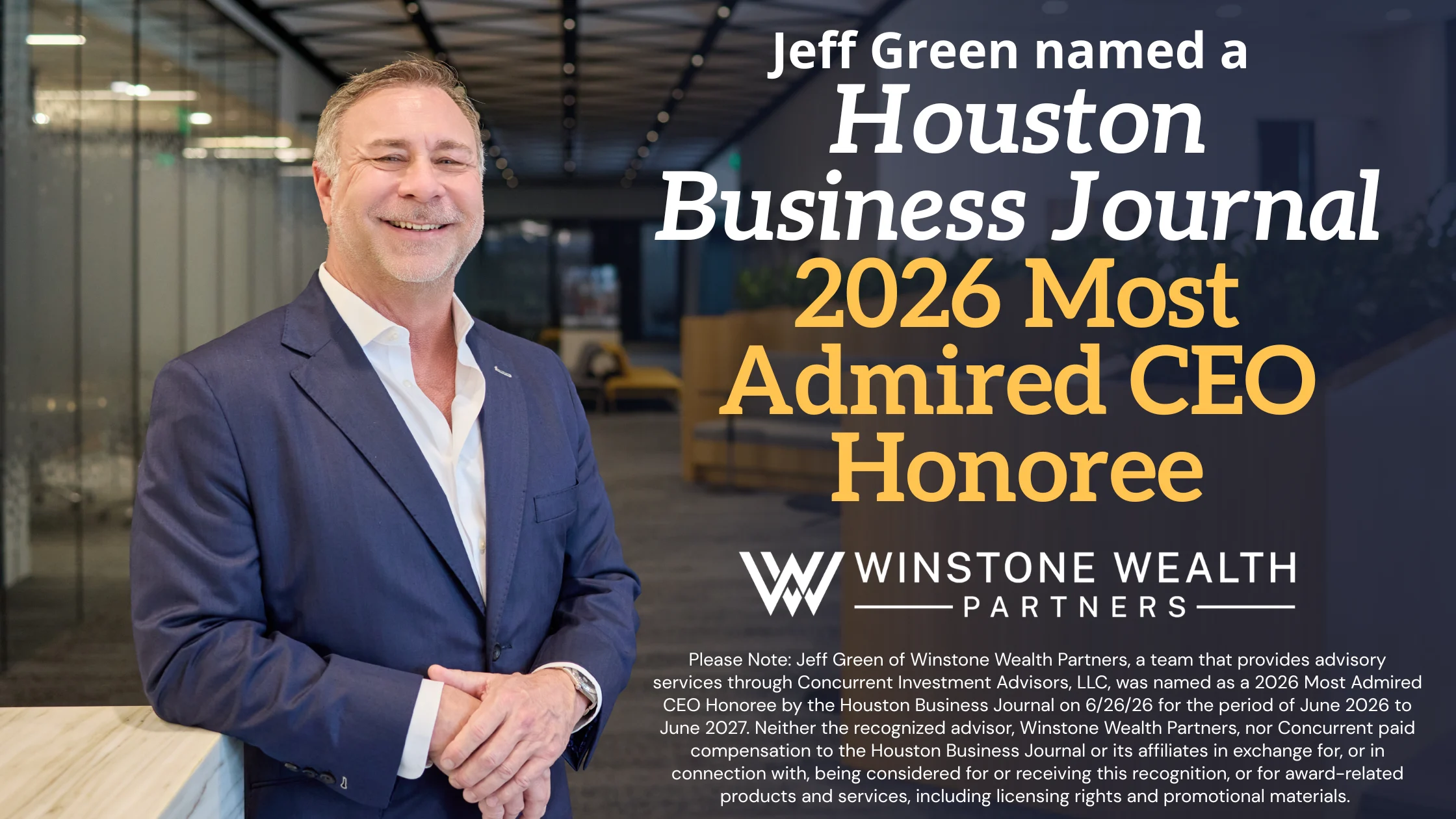 Jeff Green Honored as One of Houston Business Journal’s 2026 Most Admired CEOs